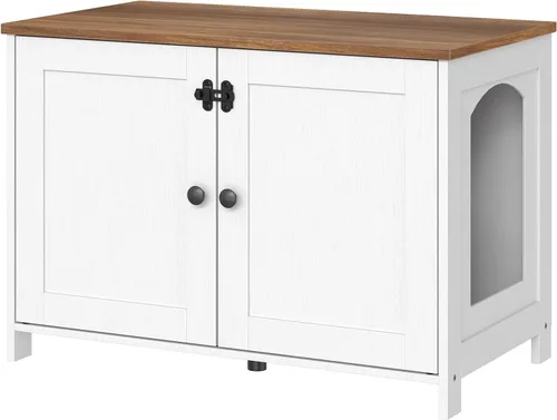 Miniatura 11 de HOOBRO Gabinete para Caja de Arena, Mueble para Caja de Arena de Gato con Divisor Removible, Mueble Grande para Caja de Arena Oculta, Casa de Madera