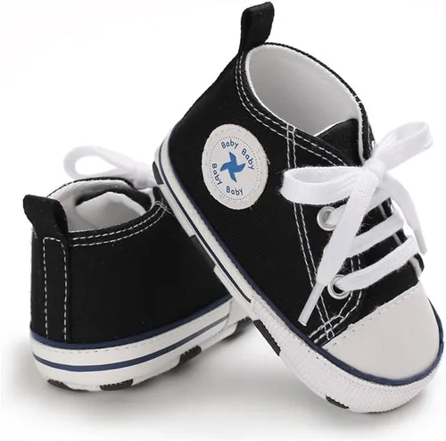 Miniatura 4 de Sekantrol Zapatos unisex para bebés, niñas y niños, suela suave, lona para recién nacidos, primeros pasos, zapatillas altas antideslizantes