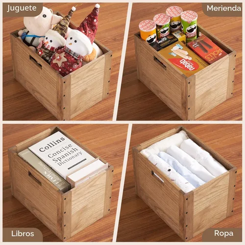 Miniatura 5 de KIRIGEN Cubo de Almacenamiento de Madera Apilable /Cesta/ Contenedores Organizador para Hogar Libros Ropa Juguetes Sistema de Almacenamiento Modular