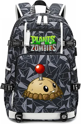 Miniatura 23 de ISaikoy Game Plants vs. Zombies - Mochila de hombro para libros, mochila escolar, color gris, Gris 15, Mochilas Daypack