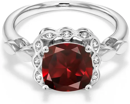 Miniatura 98 de Gem Stone King Anillo de compromiso de plata de ley 925 de 0.315 in con piedra natal y zafiro blanco creado Anillo de compromiso de boda
