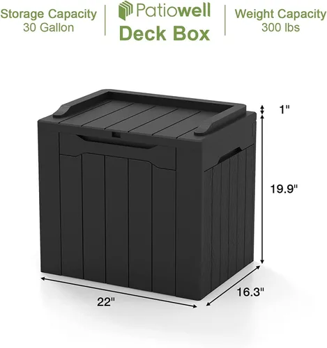 Miniatura 6 de Patiowell Caja de resina de 30 galones, caja de almacenamiento al aire libre para muebles de patio, entregas, suministros de piscina, impermeable
