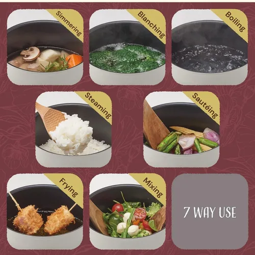 Miniatura 3 de Olla instantánea pequeña "ToMay dolce" elegante blanco de 6.3 pulgadas (6.3 in) 3.2 cuartos de galón para 1-2 tazas mini lindo arroz y ramen olla