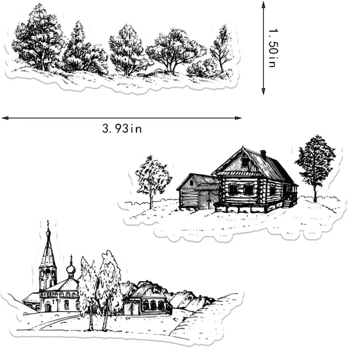 Miniatura 2 de 3 sellos transparentes de fondo de árboles para hacer tarjetas y diario, sellos de silicona para casas del bosque, sellos de goma para álbumes