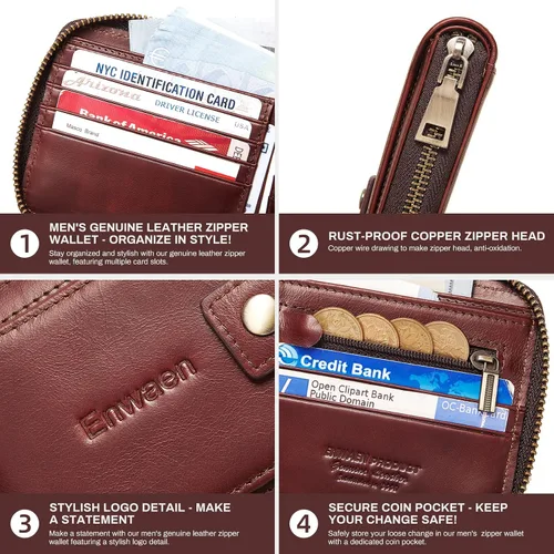 Miniatura 4 de Cartera para hombre E04, Café, Vintage