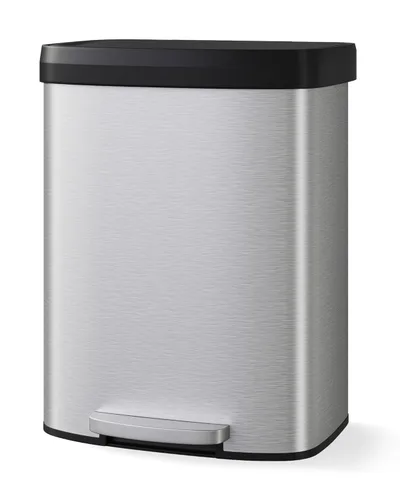 Miniatura 12 de Garvee Basurero de metal de 13 galones / 50 L con tapa, bote de basura grande para cocina, cubo de basura de metal a prueba de óxido con pedal