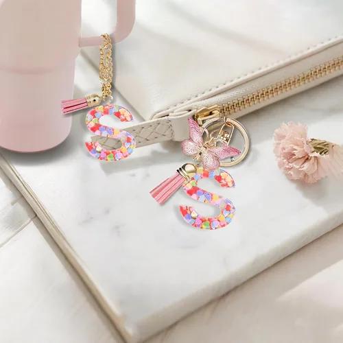Miniatura 6 de Regalos de moda para niñas adolescentes, cangurera con monograma para niña con llavero, collar, dijes de taza, tarjeta de felicitación y caja