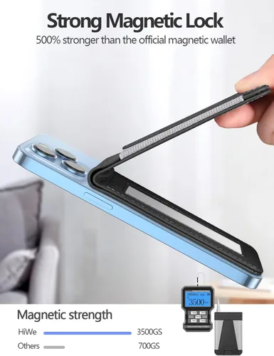 Miniatura 2 de Cartera magnética para Apple Magsafe, diseñada para cartera MagSafe, cartera magnética de cuero Eiffel-Tower con soporte ajustable para iPhone 16/16