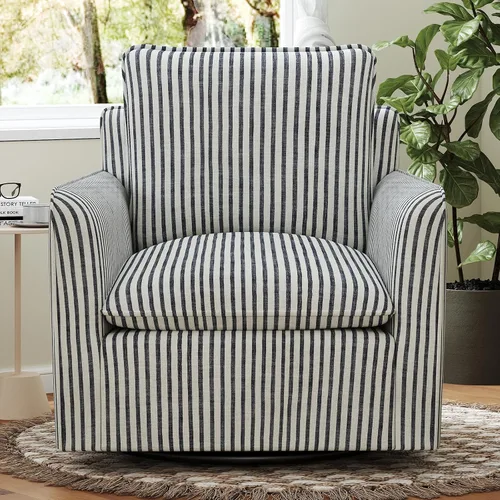 Miniatura 8 de INZOY Silla cuadrada giratoria con cojín de respaldo acolchado grueso, silla de lectura giratoria para sala de estar, dormitorio, espacios pequeños