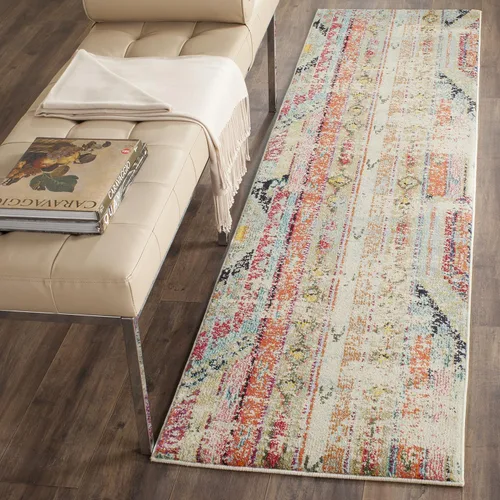 SAFAVIEH colección Monaco - Alfombra larga estilo boho chic con detalles tribales y diseño desgastado, no desprende pelusa y de fácil cuidado, ideal