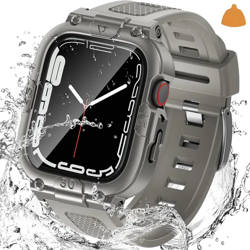 Miniatura 11 de Goton Estuche impermeable 3 en 1 con correa para Apple Watch con protector de pantalla de vidrio templado incorporado de 40 mm, cubierta frontal