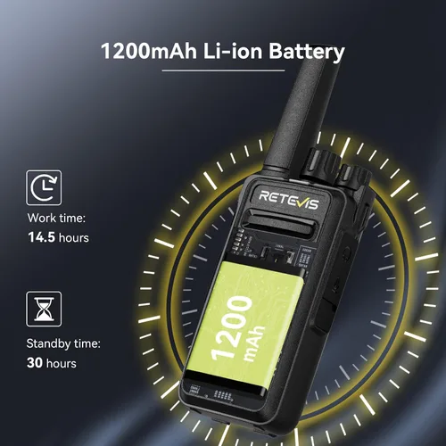 Miniatura 5 de Retevis Walkie Talkies RT68B para adultos de largo alcance, botón pulsador, cargador de 10 vías y auriculares, carga más fácil y segura, radios