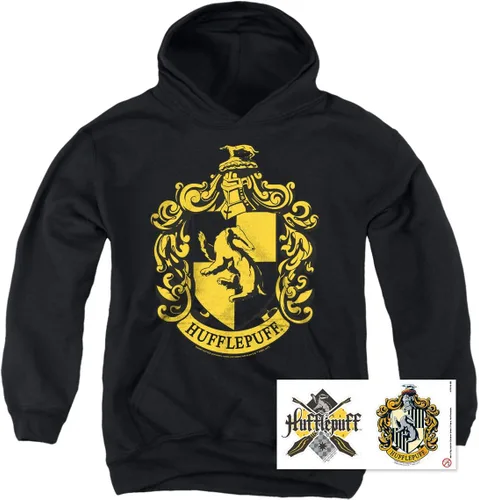 Miniatura 2 de Popfunk Harry Potter Hufflepuff Logo Hogwarts Youth Kids Boys & Girls Sudadera con capucha y calcomanías