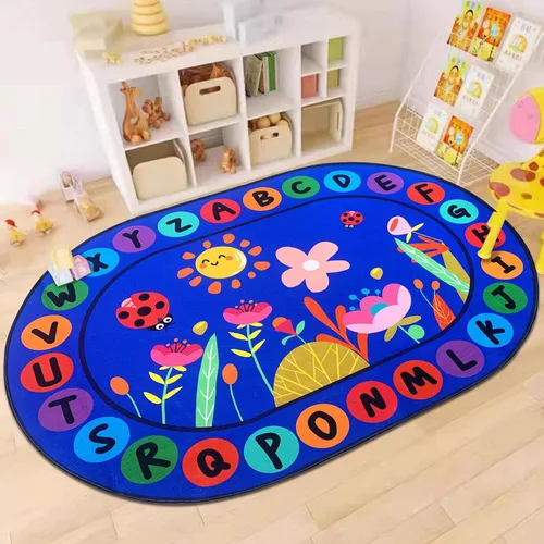 Miniatura 4 de USTIDE Alfombra ovalada para niños, 5 x 7 pulgadas, con letras del alfabeto ABC, alfombra educativa antideslizante, alfombra de juego para el aula