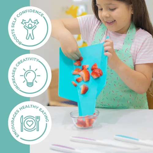 Miniatura 4 de TOVLA JR. Juego Premium de Cuchillos y Tabla de Cortar Seguros para Niños Montessori – Herramientas Reales de Cocina para Niños Pequeños y Jóvenes