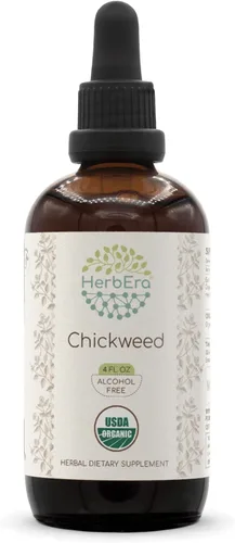 Chickweed B120 - Tintura de extracto de hierbas sin alcohol, gotas líquidas concentradas naturales USDA Organic Chickweed (Stellaria Media) partes