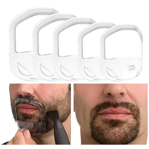Herramienta moldeadora de barba, bigote y perilla para peinado facial, plantilla de peinado para el cabello de la cara para hombres - Transparente -