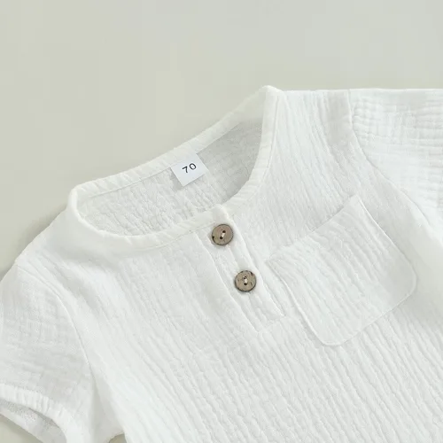 Miniatura 11 de fhutpw Conjunto de 2 piezas de ropa de verano para bebés, camiseta de manga corta, cintura elástica, pantalones cortos para niños pequeños
