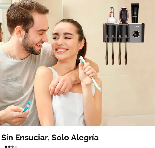 Miniatura 7 de iHave Portacepillos de dientes, accesorios de baño con dispensador de pasta de dientes, 2 tazas soporte para cepillos de dientes, decoración de baño