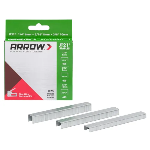Miniatura 13 de Arrow 214 JT21 grapas de alambre delgado para pistolas y grapadoras de grapas, uso para tapicería, manualidades, reparaciones generales, longitud