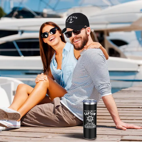 Miniatura 6 de Handepo Accesorios de Navegación Regalos para Hombres Gorra de Capitán de Barco I'm Captain Tumbler Gorra de Béisbol de Navegación Tazas Náuticas