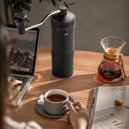 Miniatura 6 de Molinillo de café manual con rebaba cónica de acero inoxidable de 7 estrellas, molinillo de café portátil con ajuste de molienda ajustable externo