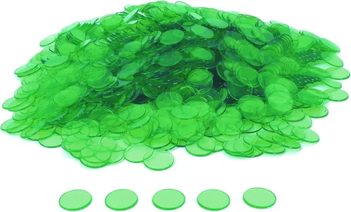 Miniatura 12 de GSE Games & Sports Expert Chips de bingo verdes, 2,000 fichas de conteo transparentes de alto contraste de 3/4 pulgadas para juegos de bingo, fiestas
