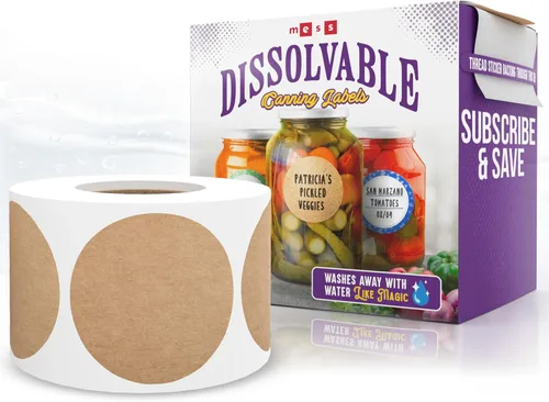 Miniatura 8 de Etiquetas de conservación solubles de MESS, 1.27 cm de diámetro, paquete de 200 – Adhesivos removibles de papel kraft para tarros de mermelada