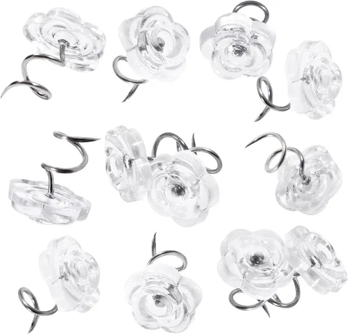 Miniatura 6 de Attmu 30 piezas de tachuelas de tapicería de cabeza transparente para fundas y faldas de cama, alfileres de falda de cama de 0.5 pulgadas