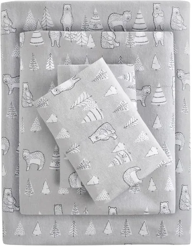 Miniatura 23 de True North by Sleep Philosophy - Sábana de franela acogedora y cálida 100% algodón - Estampado novedoso de animales y estrellas, lindo, ultrasuave