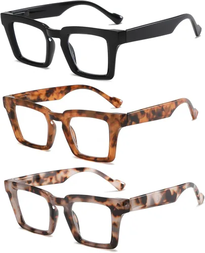 Miniatura 2 de Oprah Style - Lentes de lectura para mujer, con bloqueo de luz azul, cuadrados, de gran tamaño, elegantes y gruesos, bisagra de resorte