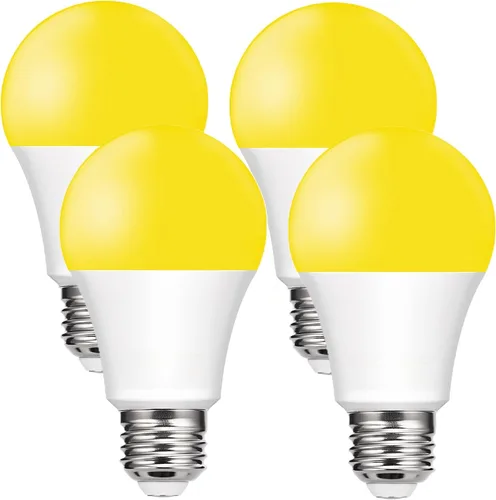 Bombillas LED amarillas para exteriores, 9 W (equivalente a 60 W) ámbar 2000 K para exteriores, patio trasero, porche, dormitorio, no regulable, no