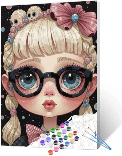 Miniatura 22 de Exquisitas muñecas y mariposas DIY pintura por números para adultos principiantes, estilo único, pintura de flores por número sobre lienzo con Obras