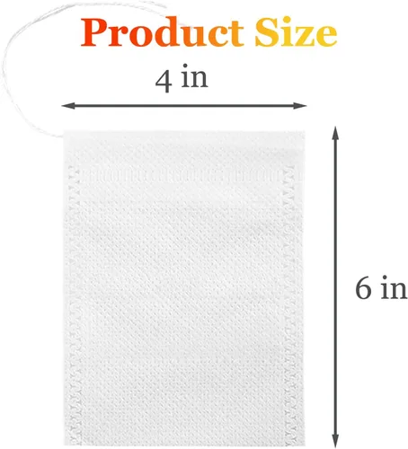 Miniatura 4 de Yzurbu 200 bolsas de filtro de té de 4 x 6 pulgadas para té de hojas sueltas, bolsas de té con cordón para té caliente, té helado y preparación fría