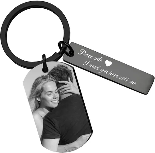 Llavero personalizado seguro para la unidad, llavero personalizado para fotos de pareja, llavero grabado gratis.
