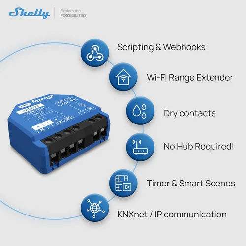 Miniatura 4 de Shelly 1 Gen3, interruptor de relé inteligente WiFi con contactos secos, 1 canal 16A, compatible con Alexa, Home Assistant, SmartThings y Google