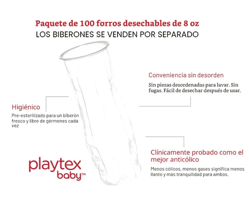 Miniatura 2 de Playtex Baby Nurser - Forros desechables preesterilizados para biberones de bebé, 4 onzas (100 unidades), anticólicos, reducción de gases, fáciles