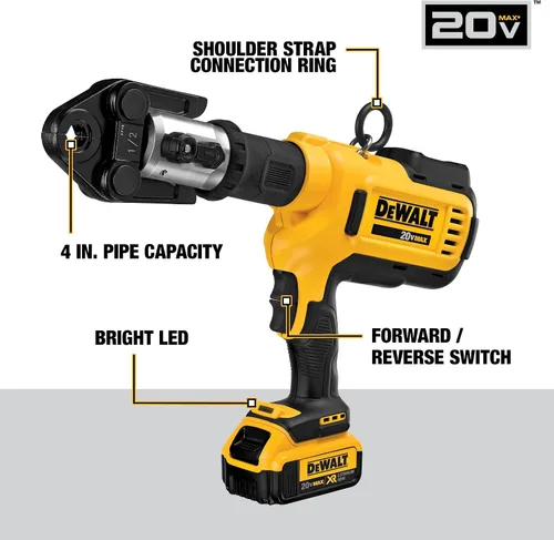 Miniatura 9 de DEWALT 20V MAX Kit de herramienta de presión para tubería de plomería inalámbrica con cabezas de engaste, herramienta de prensa profesional