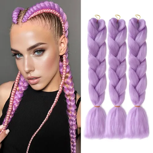 Miniatura 8 de Extensiones de cabello trenzado rubio (613#) trenzado sintético para ganchillo Box Twist para mujeres, 24 pulgadas, 3.53 oz/paquete