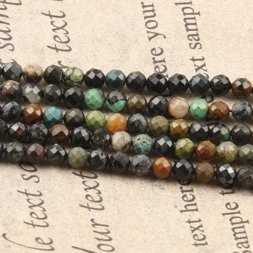 Miniatura 4 de 180 piezas 2mm Cuentas de piedras preciosas de turquesa africana natural facetada redonda suelta para hacer joyas