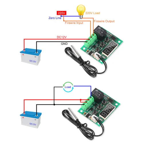 Miniatura 6 de UMLIFE 2 piezas de módulo controlador de temperatura con estuche, XH W1209 pantalla LED módulo termostato digital con sonda NTC impermeable -50~110℃