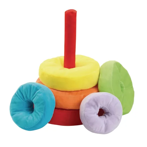 Miniatura 4 de Excellerations Anillo apilable de arcoíris de felpa gigante para niños, juego de aula para niños