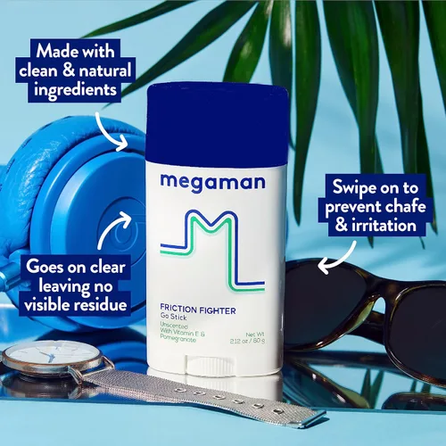 Miniatura 2 de Megaman Friction Fighter Go - Barra antirozaduras Previene rozaduras e irritación de la piel Muslos, brazos y más Esenciales de verano y clima