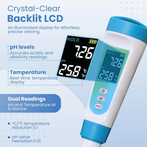 Miniatura 4 de Medidor digital de pH para alimentos, probador de pH profesional con sonda de lanza para masa madre, fermentación, salsa picante, enlatado, queso