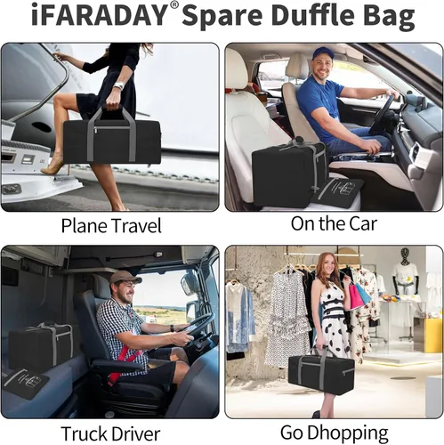 Miniatura 8 de Bolsa de lona plegable de 22 pulgadas, pequeña bolsa de equipaje ligera para viajes, gimnasio, deporte, Negro -, Bolsa de lona pequeña