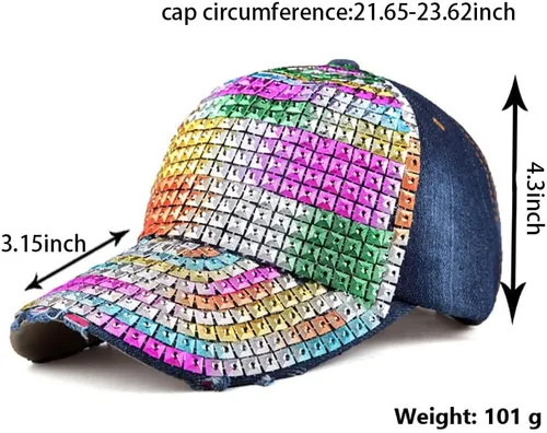 Miniatura 7 de Gorra de béisbol ajustable con diamantes de imitación para mujer, gorra de béisbol de algodón, gorra de hip hop, gorra de sol
