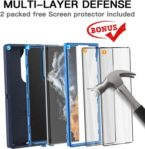 Miniatura 3 de AICase para Galaxy S22 Ultra con protector de pantalla, funda resistente a caídas con protección completa, cuerpo completo, robusta, a prueba