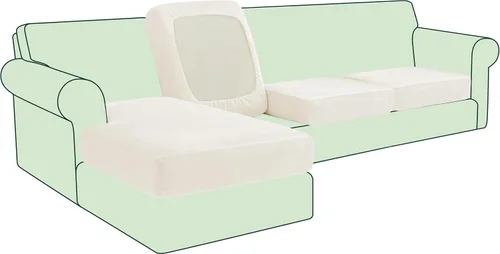 Miniatura 38 de CHUN YI - Funda elástica de cojín para sofá biplaza, funda de asiento de sofá con tela jacquard de elastano (mediana, color marfil blanco)