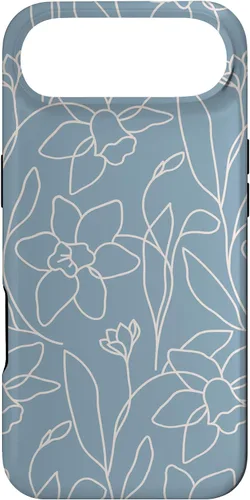 Miniatura 27 de Poppy Flower Line Art Modern Leaves Boho Light Blue Case for iPhone 17