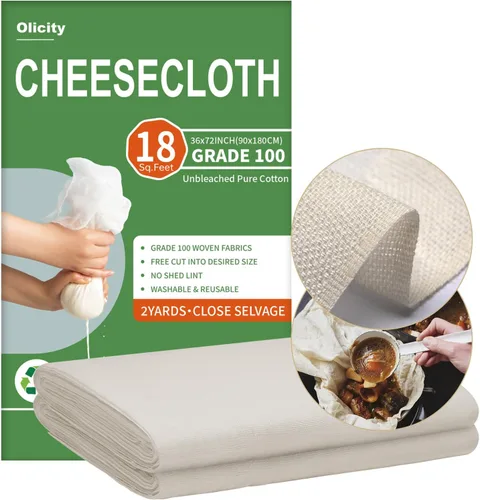 Miniatura 9 de Olicity - Paños de muselina para queso de grado 90, 27 pies cuadrados, paño de queso reutilizable con bordes cerrados de algodón sin blanquear
